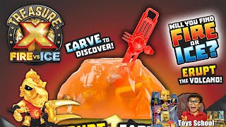 Treasure X Fire vs Ice Volcano - What did I Erupt? | Moose Toys Unboxing with Toys School