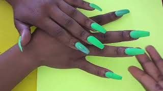 ACRYLIC NAIL TUTORIAL/Green Nails With Chrome/Beginner Friendly/South African Nail Tech