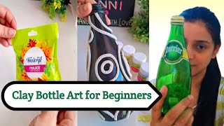 DIY Clay Bottle Craft | Air Dry Clay Home Decor Ideas for Beginners 🎨✨