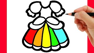 Bolalar uchun liboslar va ranglarni qanday chizish mumkin. How to draw dresses and color for kids