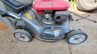 Repairing the hole on this Honda mower discharge door. Inspecting my trucks front brakes.