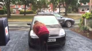 OMG KATIE CLEANING HER CAR!!!!