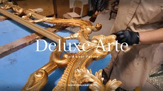 Applying the patina finish on gold leaf by Deluxe Arte Furniture Italy #furniture #goldleafpainting