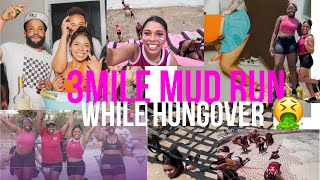 ♡︎ I did a 3 Mile Mud Run + 17 obstacles while Hung over  #mudrunner #breastcancer