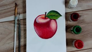 How To Paint A Realistic Apple In Acrylics || Step By step painting For Beginners.