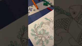 Gond art, fish and tree