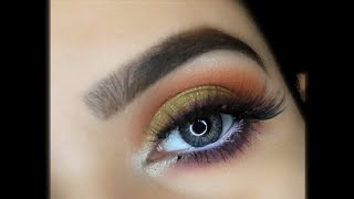 Green Orange Eye Makeup Tutorial| Easy Party makeup/#shorts/zubaria