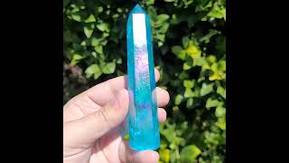 Blue Aura Crackle Quartz Tower H