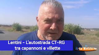 Lentini - L'autostrada CT-RG tra capannoni industriali e villette private