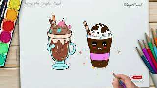 How To Draw A Frozen Hot Chocolate Drink, Fun and Delicious