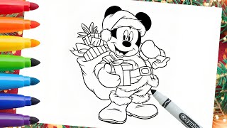 Coloring Mickey Mouse | Fun Christmas Coloring Pages For Kids