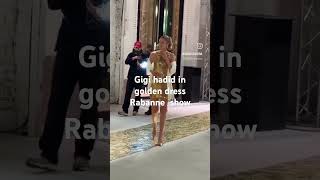 Gigi Hadid appear in golden dress in Rabanne show #paris#2024