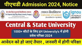 IGNOU PhD Admission 2024 , Central & State University PhD Admission 2023 latest News