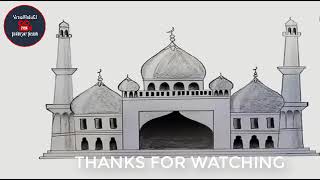 How draw a Mosque।। step by step Mosque drawing।। সহজে মসজিদ আঁকা শিখি।।