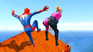 GTA 5 Water Ragdolls - SPIDERMAN VS HARLEY (GTA 5  Euphoria Physics, Funny Moments)