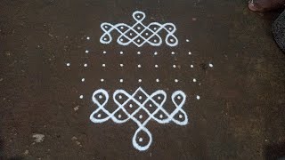 9 x 1 dots easy beautiful traditional kambi kolam | sikku kolam | SathyaSelva Arts