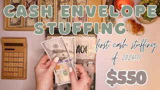 $550 Cash Envelope Stuffing | First Cash Stuffing of 2024!!! | 24 Year Old Budgets