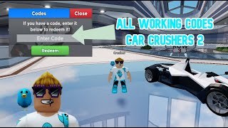 All Working Codes In Car Crushers 2 (April 2024) (Roblox)