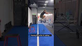 Impressive seated hurdle jump