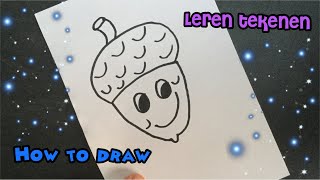 ✏️ TEKENEN: HERFST EIKEL (SIMPEL!) - Herfst Tekening Maken voor Beginners -  Tutorial Autumn Drawing