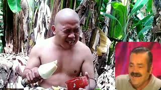 Eating banana flower with Chili 🌶️🌶️ & SALT boy buang 😜😂