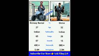 Emiway Bantai Vs Divine Rapper Comparison #shorts #ytshorts #shortsvideo #emiwaybantai #divine