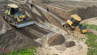 13 ! Incredible Showing Dozer Failure In Water And Technical Skills Helping By Dozer Mov Sand Into W