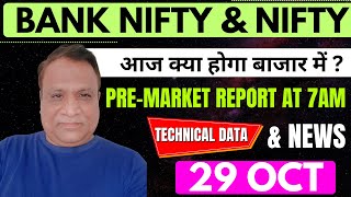 Nifty, Bank Nifty Technical / Data,  Pre- Market Update at 7 am,    29 -Oct -2024