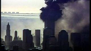 WTC Tower 1 collapse from west, Air11