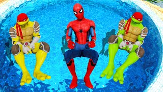 GTA 5 Rainbow Spiderman & Rainbow Ninja Turtles Crazy Water Ragdolls Fails(Funny Moments)