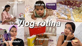 VLOG ROTINA com bebê de 3 meses * organização, almoço , presentes , grwm 🧺✨👦🏻