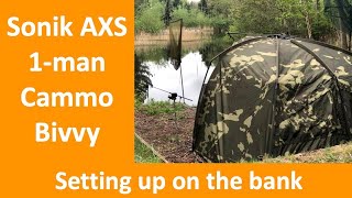 #SONIK #AXS 1-man #camouflage #Bivvy - Setting it up on the Bank