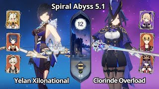 C0 Yelan Xilonational & C0 Clorinde Overload - Spiral Abyss 5.1 Floor 12 Genshin Impact