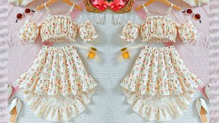 Baby Trendy Top With Skirt Cutting and Stitching | DIY Very Easy Baby Top With Skirt For Beginners