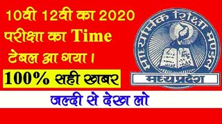 MP Board 10th Class Time Table 2020/MP Board 10th Time Table 2020/Mp Board 10th Class Datesheet 2020