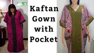 how to cut and sew a Bubu/kaftan dress with sides pocket.