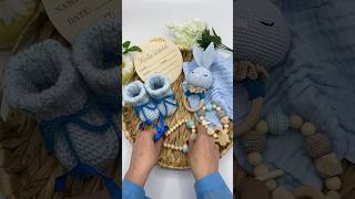 Here is a blue set for a boy, I crocheted #crochet #babybox #babyboy #bluebunny #baby