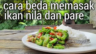 membuat ikan goreng sambal pare untuk sarapan pagi | hidup di desa | makanan kampung.