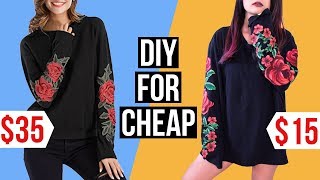 DIY FOR CHEAP | Fake Embroidered Rose Patch Sleeve Sweater  | Eva Chung