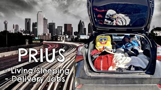 My 1st Time Sleeping & Working Delivery Jobs in My New 2022 Hybrid Prius in Dallas, Tx #CARLIFE