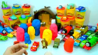 Play Doh Masha and the Bears Thomas & Friends Cars Unboxing Surprises Eggs