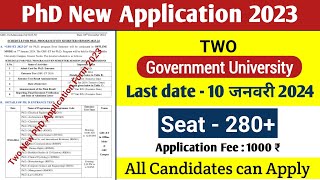 Two New PhD Application Form 2023, Government University UP , PhD Admission 2023-24