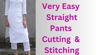 Very Easy Straight Pants with Elastic Band Cutting & Stitching