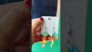 🩵💚 Simple colourfull earrings making tutorial 💚🩵 #handmade #youtubeshorts #music