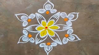 5x3 dots simple rangoli designs|daily rangoli|small muggulu|easy kolam