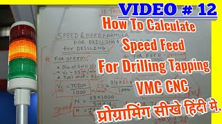 How to calculate Speed Feed For Drilling Tapping Cutting Tools? Learn CNC programming  in Hindi Eng