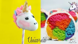 CAKE POPS DE UNICORNIO ♡ Paletas de arcoíris | Azul Cos