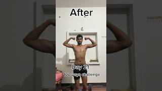 Day 21 workout Before vs After🤯😨 100 Days challenge #100dayschallenge #fitness #homeworkout #viral