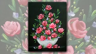 Acrylic Painting Roses in a Vase Impressionist Floral Painting Demo