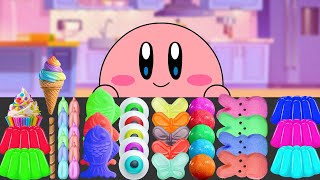 KIRBY ANIMATION - EATING RAINBOW BUTTERFLY ICE CREAM DESSERTS ASMR MUKBANG